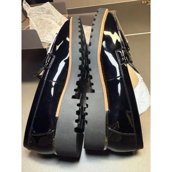Franco Sarto Womens Black Patent Tassel Loafers Platform Lug Sole  7.5M - Picture 15 of 15